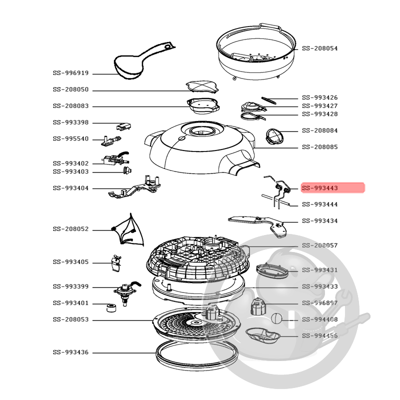 Ressort droit + gauche robot cookeo Moulinex SS-993443 - Coin Pièces