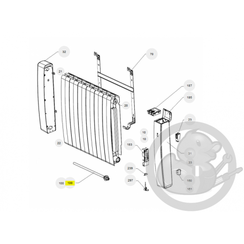 Résistance + joint 1000W H radiateur Atlantic Thermor 086559