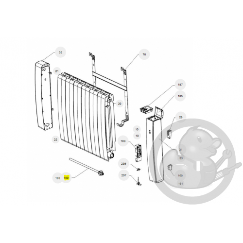 Résistance + joint 1250W H radiateur Atlantic Thermor 086560