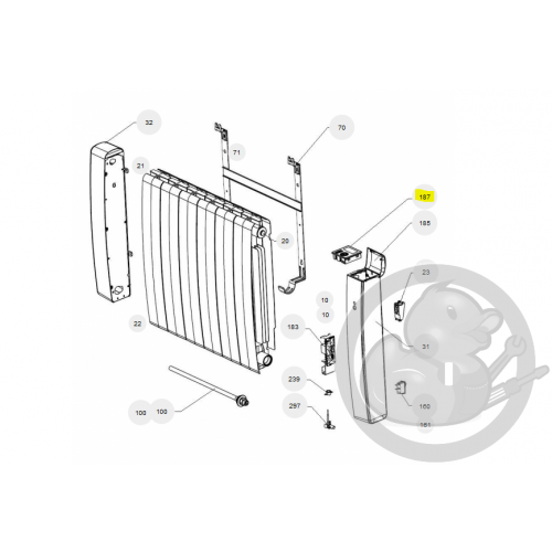 Boitier commande digital gris I2G prog 29 radiateur Atlantic Thermor 088159