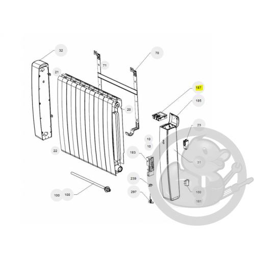 Boitier commande digital gris I2G prog 33 radiateur Atlantic Thermor 088163