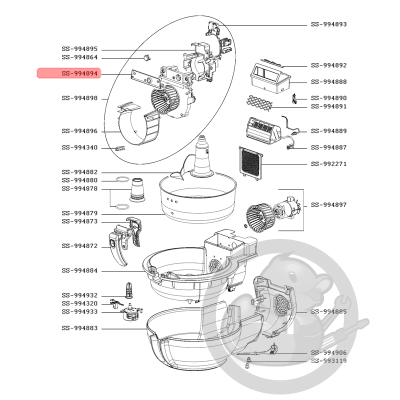 Verrou couvercle friteuse actifry Seb SS-1530000691 - Coin Pièces