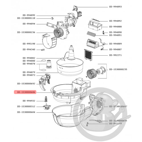 Corps intermédiaire friteuse actifry Seb SS-1530000686