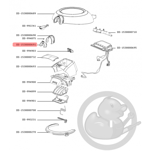 Verrou couvercle friteuse actifry Seb SS-1530000691