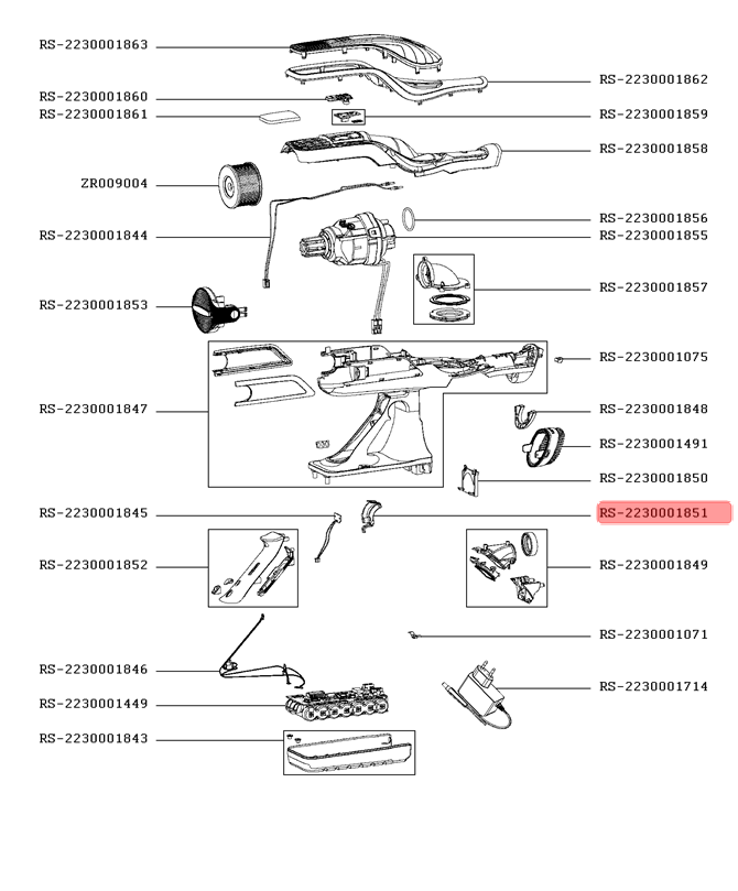 Bouton gris aspirateur air force 760 flex Rowenta RS-2230001851