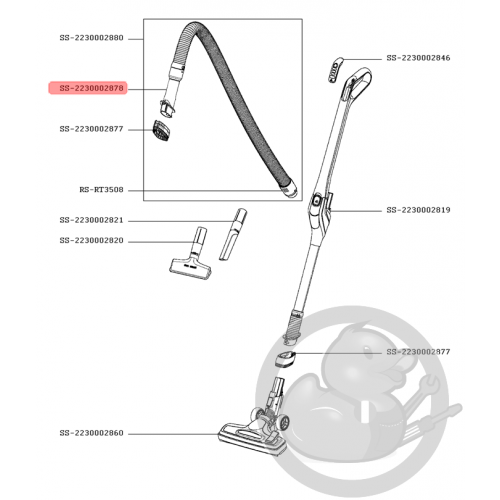 Poignée flexible blanc aspirateur sans fil XO Rowenta SS-2230002878