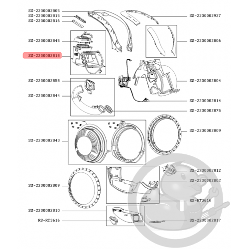 Moteur + carter complet aspirateur sans fil XO Moulinex Tefal SS-2230002818