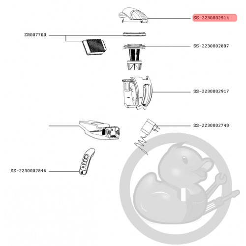 Couvercle bol séparateur blanc aspirateur sans fil XO Rowenta Tefal SS-2230002914