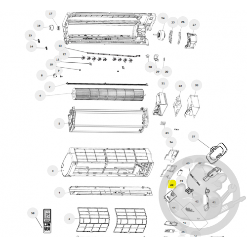 Couvercle supérieur boitier électrique unité intérieure murale Nagano Thermor 084676