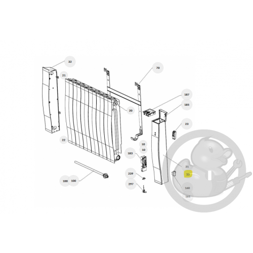 Flasque droite galapagos 3 PI H radiateur Atlantic Thermor 097862