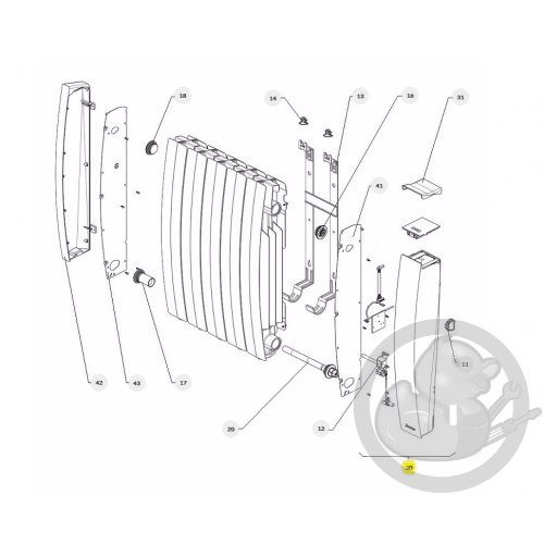 Joue complète Ipala H prog 187 radiateur Atlantic Thermor 089350