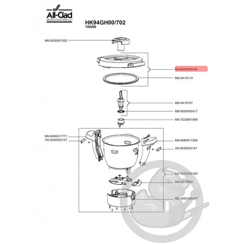 Couvercle inox + joint robot All Cook SS-8030002146