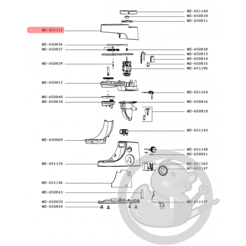 Demi boîtier supérieur robot masterchef gourmet Moulinex MS-651131