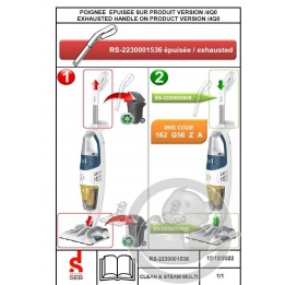 Poignée blanc nettoyeur vapeur clean&steam Rowenta RS-2230001536