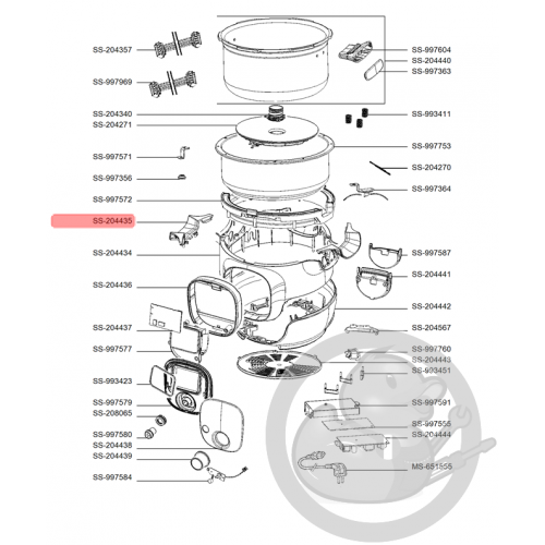 Corps supérieur complet multicuiseur intelligent cookeo mini Moulinex SS-204435