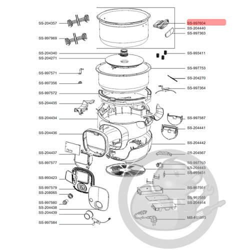 Poignée cuve multicuiseur intelligent cookeo mini Moulinex SS-997604