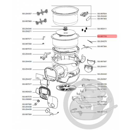 Contre cuve multicuiseur intelligent cookeo mini Moulinex SS-997753