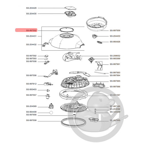 Bague couvercle multicuiseur intelligent cookeo mini Moulinex SS-997552