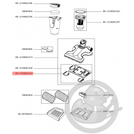 Couvercle (x1) support serpillière aspirateur vapeur clean&steam Rowenta RS-2230002341