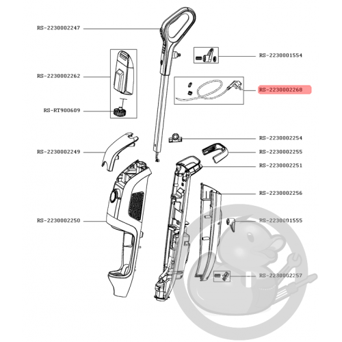 Cordon + manchon + bride aspirateur vapeur clean&steam Rowenta RS-2230002268