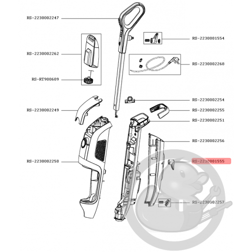 Guide cordon inférieur aspirateur vapeur clean&steam Rowenta RS-2230001555