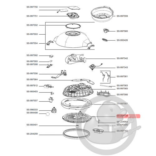 Réflecteur couvercle multicuiseur intelligent cookeo touch mini Moulinex SS-204258