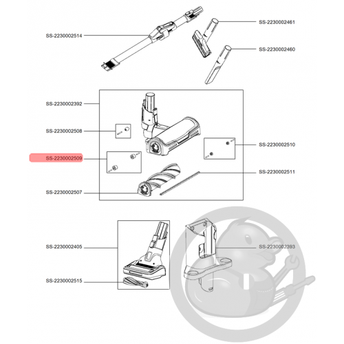 Roulette intermédiaire x2 aspirateur à main Xforce flex Rowenta SS-2230002509