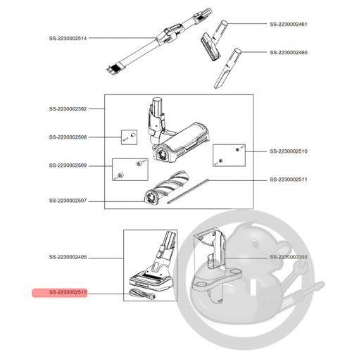 Brosse / électro-brosse étroite aspirateur à main Xforce flex Rowenta SS-2230002515