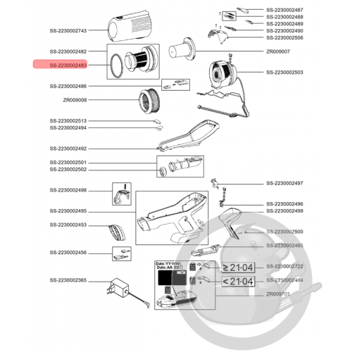 Joint séparateur aspirateur à main Xforce flex Rowenta SS-2230002483