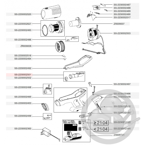 Tube air + joint aspirateur à main Xforce flex Rowenta SS-2230002501