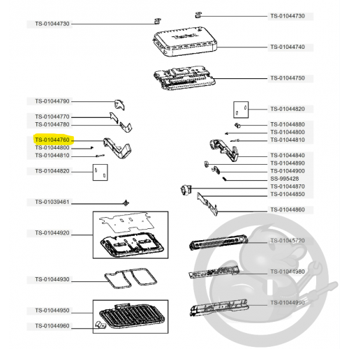 Support poignée gauche optigrill 4en1 et 2en1 Tefal TS-01044760