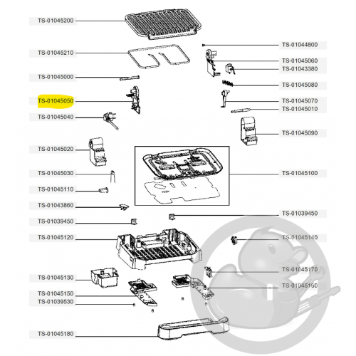 Enjoliveur pied gauche optigrill 4en1 et 2en1 Tefal TS-01045050