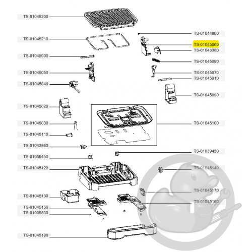 Pied droit optigrill 4en1 et 2en1 Tefal TS-01045060