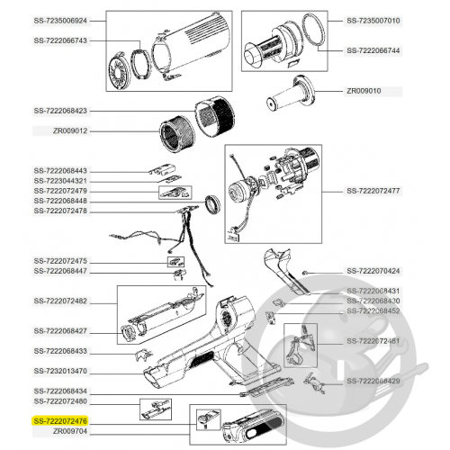 Bouton verrou batterie gris aspirateur à main Xforce flex Rowenta SS-7222072476