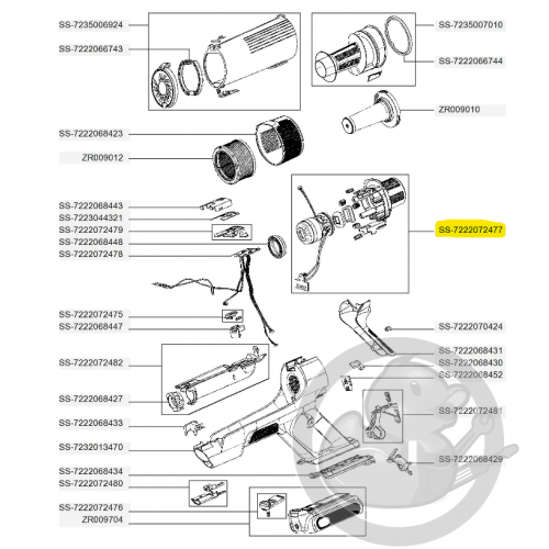 Moteur complet aspirateur à main Xforce flex Rowenta SS-7222072477