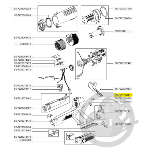 Arrière de poignée noire aspirateur à main Xforce flex Rowenta SS-7222068431