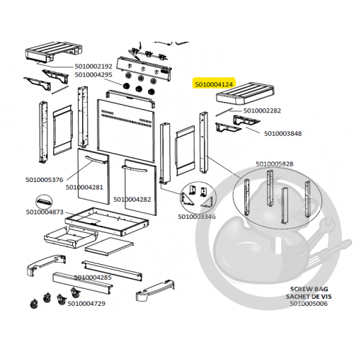 Campingaz barbecue étagère latérale 3-4 series W L-LX gris foncé graine 5010004124