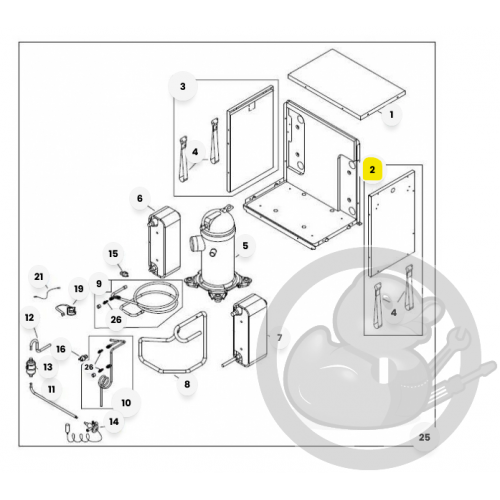 Côté droit groupe frigo chaudière et PAC Atlantic 923600