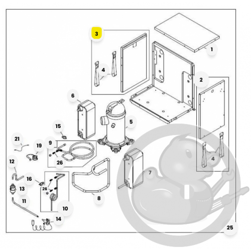 Côté gauche groupe frigo chaudière et PAC Atlantic 926301