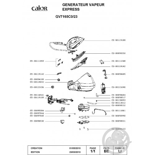 CS-00119108, BASE DE POIGNEE+POIGNEE+CORDON Calor