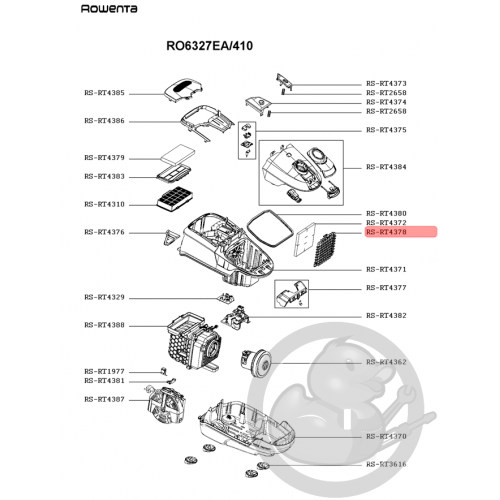 Grille filtre mousse noir aspirateur Rowenta RS-RT4378