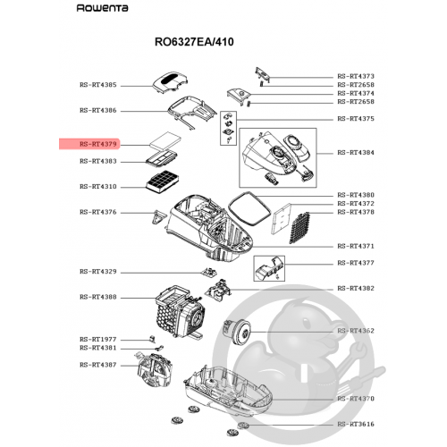 Filtre mousse aspirateur Rowenta RS-RT4379