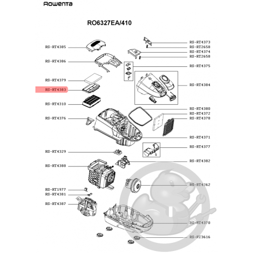 Grille noir aspirateur Rowenta RS-RT4383