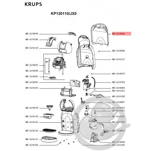 Réservoir cafetière dolce gusto Krups MS-624086 - Coin Pièces