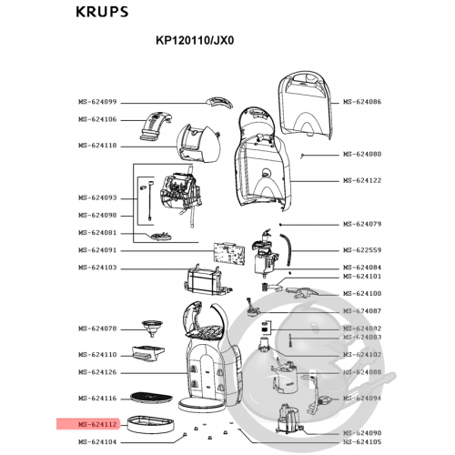 Bac cafetière dolce gusto Krups MS-624112