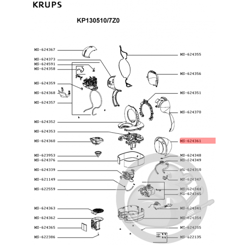 Réservoir cafetière dolce gusto Krups MS-624361