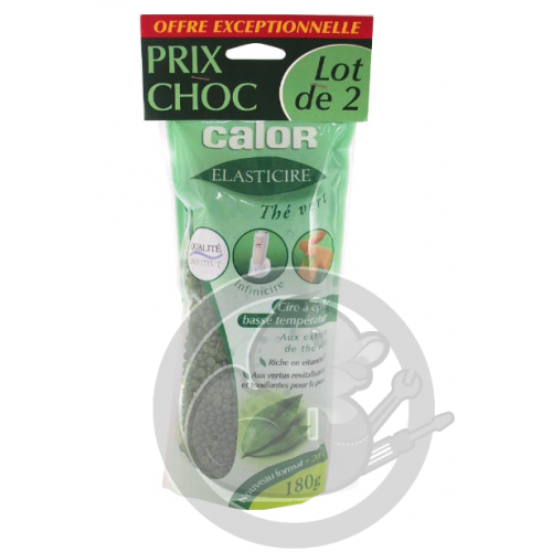 Lot de 2 sachets cire élasticire au thé vert de 180 g Epilateur Calor YX102201