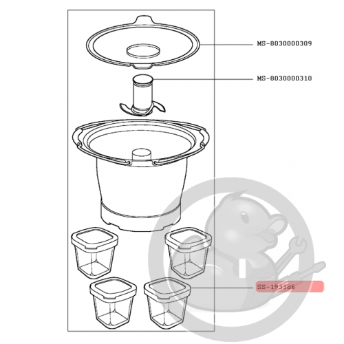 Pot + couvercle blanc Companion Moulinex SS-193386