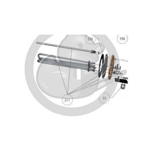 Résistance blindé 5000W TC + joint + bride Atlantic 030212