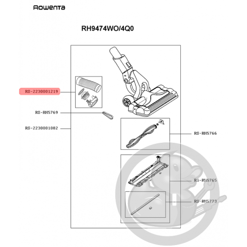 Raccord + flexible blanc aspirateur Rowenta Seb RS-2230001219